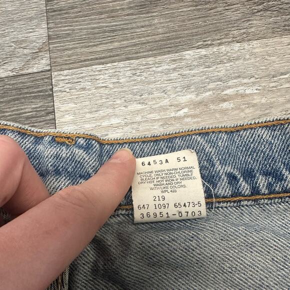 Vintage 90s Levis 950 Orange‎ Tab Blue Womens 10 Relaxed Fit Cut Off Jean Shorts - Picture 6 of 11